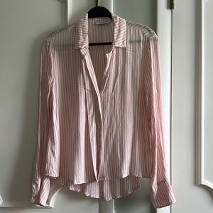 Pink and White Striped Button Down